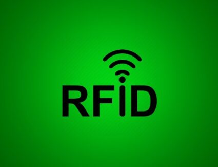 rfid apsaugos ikona žaliame fone