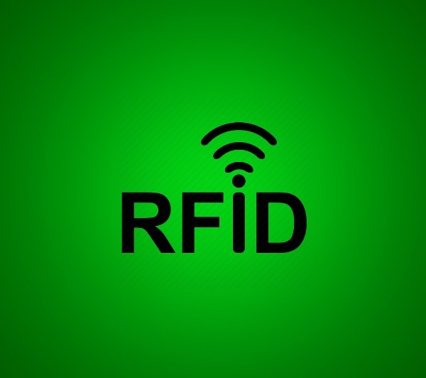rfid apsaugos ikona žaliame fone